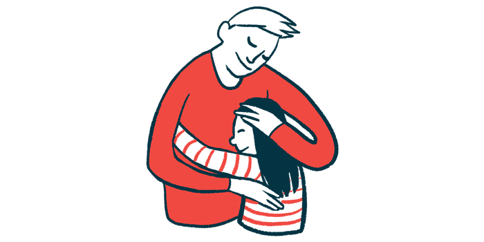 motor symptoms | AADC News | illustration of adult and child hugging