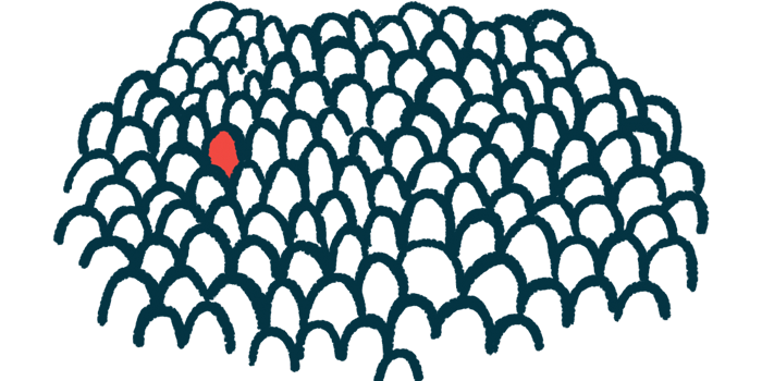 An illustration of one red marker in a sea of white markers.