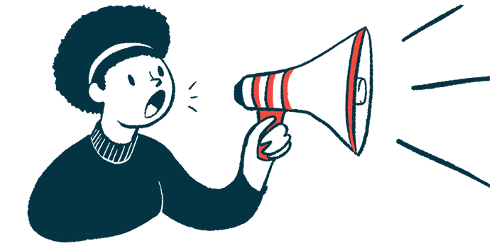 Illustration of a woman making an announcement using a megaphone.