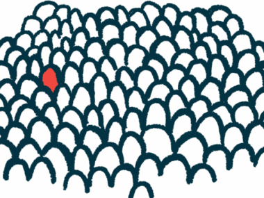 In an illustration of rare, a single person is highlighted in red among a crowd of people.