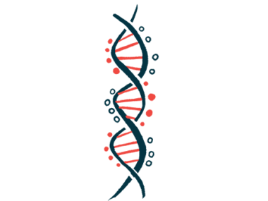A close-up view of a DNA strand highlights its double-helix structure.