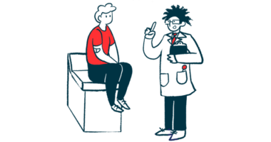 Illustration of a doctor talking to a patient.