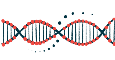 An illustration of a DNA strand highlights its double-helix structure.