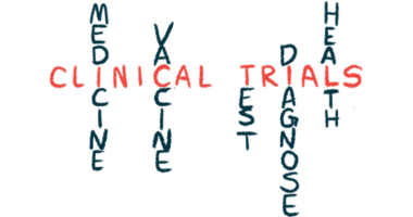 A word puzzle links 'medicine,' 'vaccine,' 'test,' 'diagnose,' and 'health' into the letters of 'clinical trials.'