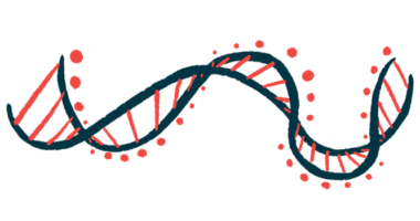 This illustration of a ribbon of DNA highlights its double-helix structure.