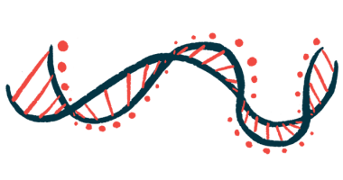 This illustration of a ribbon of DNA highlights its double-helix structure.
