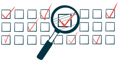 Illustration of a magnifying glass over a checkmarked box.