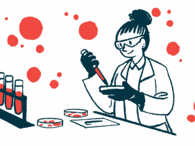 A scientist works with vials and petri dishes in a lab.