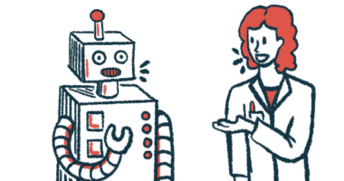 A robot and a doctor talk to each other.