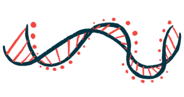 An illustration of a ribbon-shaped DNA strand.